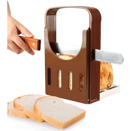 Brødskjærer Brød Ristet Kutter Kjøkken Sandwich Skjæring Sammenleggbare Kjøkken Bakeverktøy med 4 Tykkelser for Hjemmelaget Brød Bagel Limpe Sandwich 