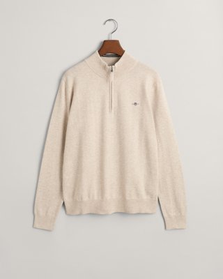 GANT - Shield bomullsgenser med half-zip til ungdom light beige melange