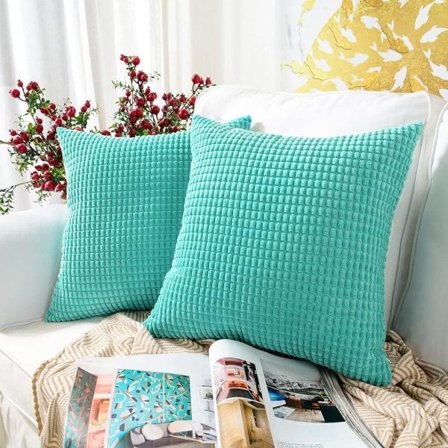 IC Pakkaus 2 kpl, manchester pehmeä koristeellinen neliö tyynynpäällinen Cover Örngott, 18x18 tuumaa/45x45 cm (granulaarinen turkoosi)