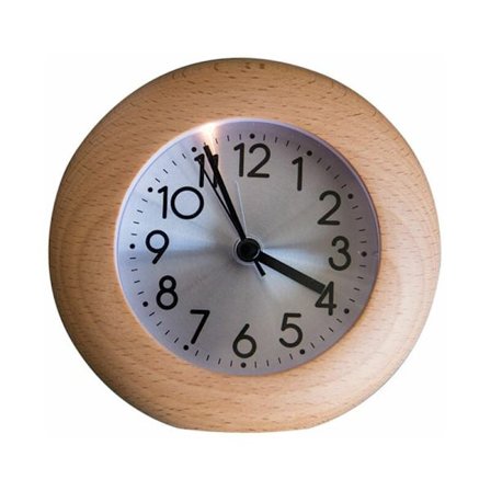 Liten rund äggklocka retro trä kreativ lysande tyst klocka sovrum student skrivbord lezy sömntablett