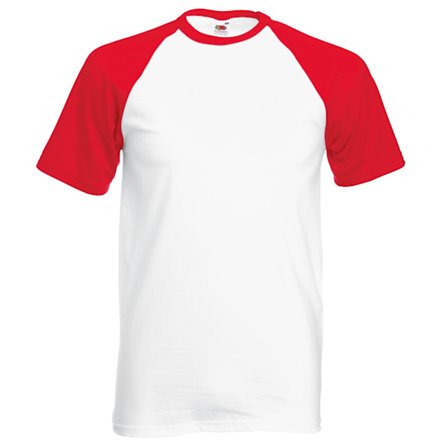 Fruit Of The Loom Herr Kortärmad baseball T-shirt Vit/ White/Red 2XL