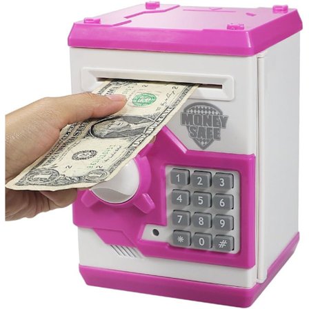 Elektronisk pengesparebøsse med automatisk dispenser, (rosa) Mini minibank,