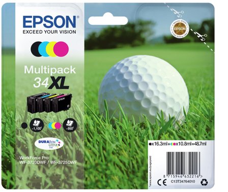 Epson 34XL - 4-pack - XL - svart, gul, cyan, magenta - original - blekkpatron