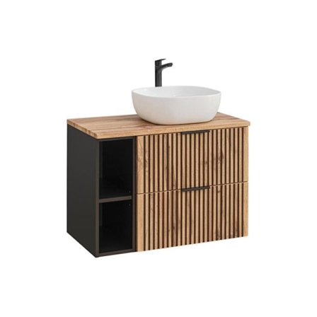 Sæt håndvaskeforhøjning + 1 element - 80 cm - Sylve Black Wotan