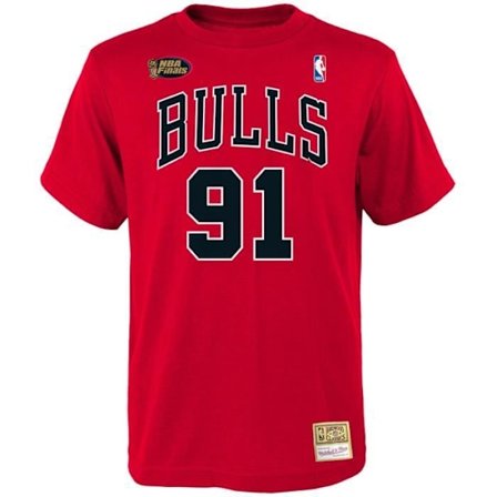 Skjorta - Mitchell & Ness - Chicago Bulls - Dennis Rodman - 100% bomull - Röd - Man