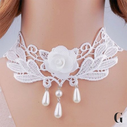 Vintag Classic Gothic Lace Choker For Damer Black Crystal Pend