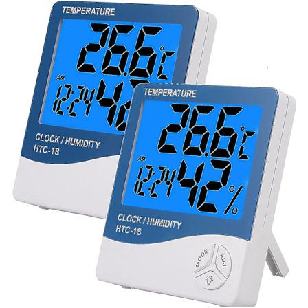 2 stk. Digital Hygrometer Termometer Stor LCD Temperatur- og Luftfugtighedsmåler