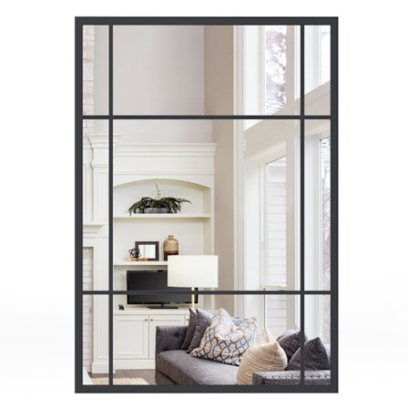 Rektangulär väggspegel, metallram, 100 x 70 cm