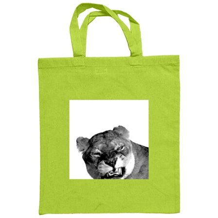 Mulepose | Holdbar Indkøbstaske i Stof Lejon Konst Artistiskt Djurmotiv Afrikanskt Stil Djungel Lysegrøn one size