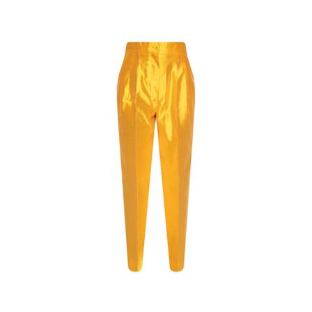 Dolce & Gabbana, Silk pleat-front trousers Geel, Dames, Maat:S
