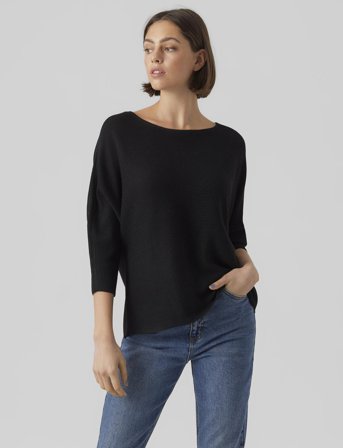 Vero Moda Vmnora 3/4 Boatneck Blouse Noos - Black - M