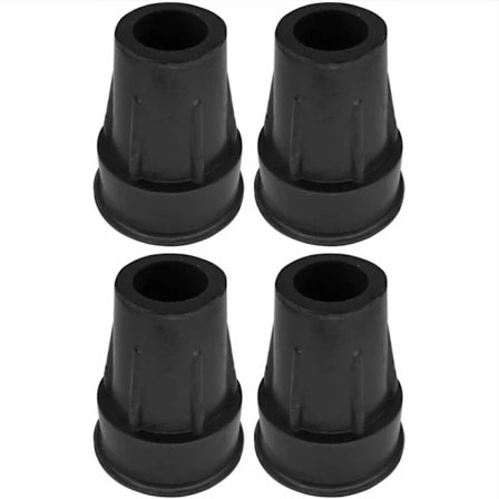 4x Forstærket skridsikker ydre rund rørspids Stok Krykke med sort vulkaniseret gummi metalforstærkningsindsats til Ø 19mm Vandring Sikkerhed Gang 