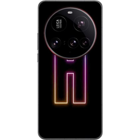 Kompatibelt Mobilskal till Xiaomi Xiaomi 15 Ultra Minimalistisk neonbokstav H i färgskiftande ljus mot svart bakgrund med modern typografisk känsla