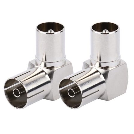 2 st 90 Graders Rätvinklig TV Antennkabelkontakt RF Koaxial F Hona till TV Hane Plugg till Hona Uttag Ersättning