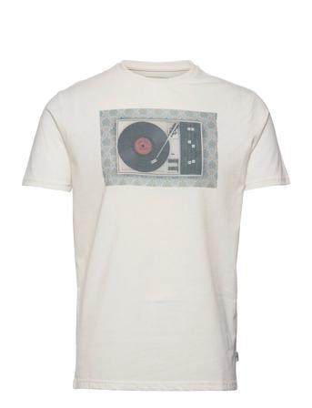 Clive Recycled Cotton Printed T-Shirt T-shirts Short-sleeved Creme Kronstadt*Betinget Tilbud