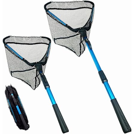 Sammenklappelig fiskenet med gummibelagt net, teleskopisk L