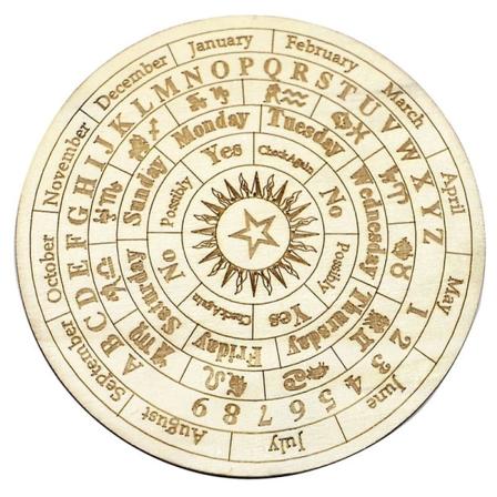 Treouija-brett i polert tre, uten grader, for spådom og metafysiske meldinger til hjemmet