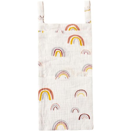 Hængende opbevaringspose, 2-i-1 opbevaringspose, kan opbevare bleer, tøj og tæpper (hvid).