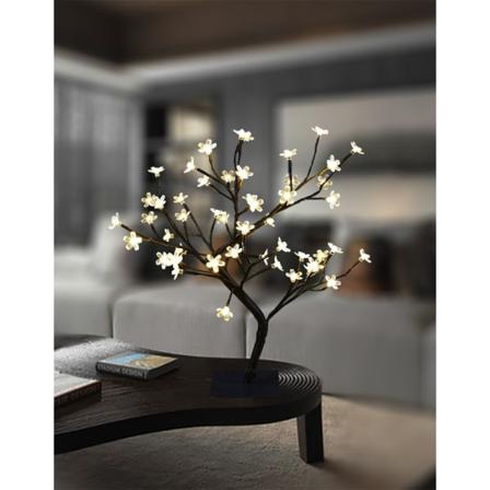 Kirsebærblomst Bonsai-tre, 48 LED-lys, Base, Varm Hvit