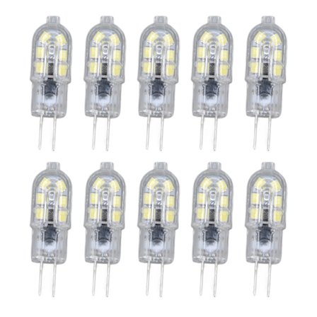 10 stk. G4 2835 LED-pære Transparent LED-lampe Stik i pære AC220V til Camper Kabinet Landskabslys 6500K Hvidt lys