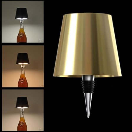 Trådlös LED-flasklampa för vin (Guld) - Kompatibel med olika märken [JUN]