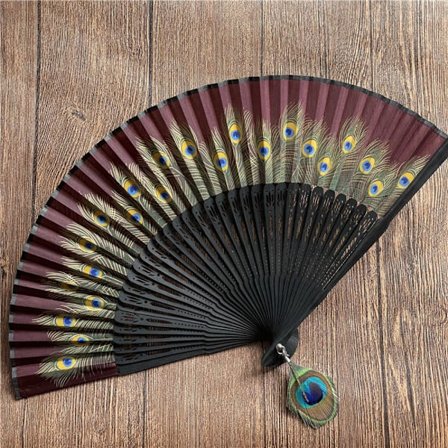 Silk Fan Hand Fan Kahvi