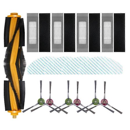 15 Tilbehør for Deebot Ozmo T9, 1 x Hovedbørste, 6 Xsidebørster, 4 x Filtre, 4 x Kluter for Dee