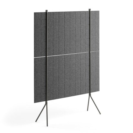 Golvskärm, B 1200 x H 1500 mm, grå, svart