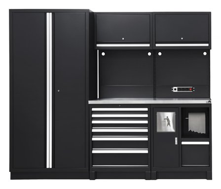 PELA 513303 Työpajakaluste 2355x573x2000 mm, musta, Autotallin sisustus & säilytys