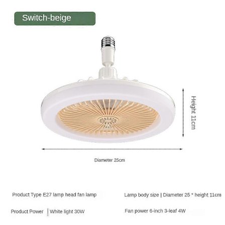 Takvifter med fjernkontroll og lys LED-lampevifte E27-konverterbase Smart stillegående takvifter for soverom stue