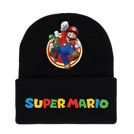 Super Mario Bros Trykt Strikket Hue til Mænd Kvinder Unisex Vinter Varm Kant Hue[SL]