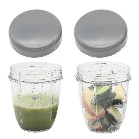 Mixerbägare och platta lock, reservdelar för Nutribullet, 2 st