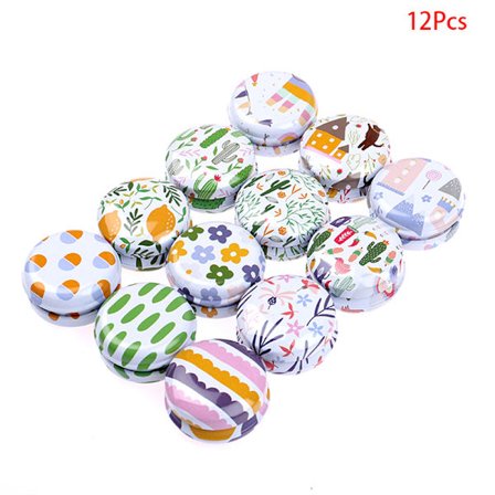 1 STK/12 stk Mini Elegant Blomster Tin Box DIY stearinlys Krukke Balm Rund