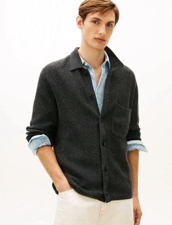 Tommy Hilfiger Fisherman Rib Coach Jacket - Grey - S