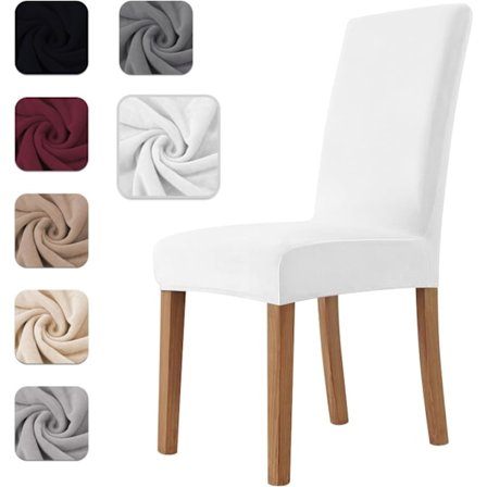 (Vit) Stretch Sammet Stolsöverdrag, Universal Matbord Stolöverdrag Kök Vardagsrum Extremt
