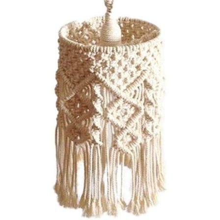 Käsinkudottu lampunvarjostin, riippuvalaisimen lampunvarjostin, boho macrame lampunvarjostin KLB