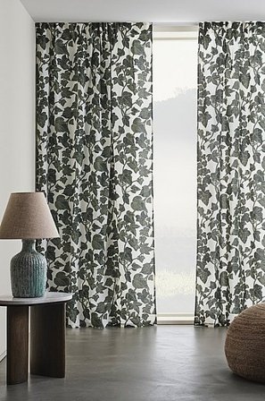 Jotex - Multifunctioneel Gordijn 2-pack Natuurlijk Wit/groen Natuurlijk wit/groen - IVY - Koop Multifunctionele gordijnen bij Jotex