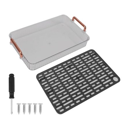 Rektangulær dobbeltlags tebakke med dræn til fester Køkken Sofabord Lille grå