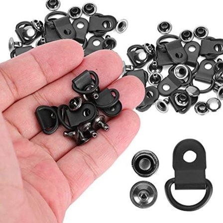 100 Sett Skolissekrok D-Ring Malje Spenne Messing Støvelkroker Beslag med Nagler DIY Nagelverktøy Matt Svart 9x