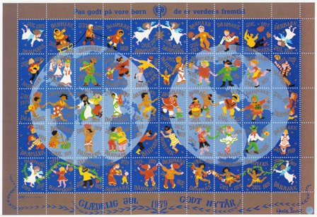 Danmark - Julemærkeark 1979 - Utakket på den venstre side - Ubrugt eller foldet