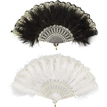 Vikbar Handhållen Fjäderfläkt Vintage 1920-tals Kostymtillbehör