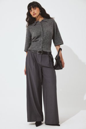 NA-KD Pantalon de tailleur large - Pantalon cigarette - Gris - EU 32