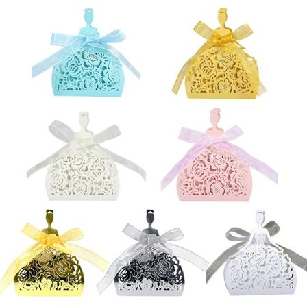 100 stk. Rose Blomst Hul Candy Æsker Bryllupsfest Favor Æske Chokolade Gaveæske til Brudefest Jubilæum Fødselsdag Gylden