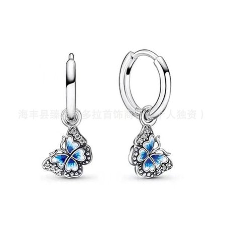 Hvide kobberbelagte sølv stedmoderblomst blå sommerfugl rosaguld sol og måne øreringe øreringe gave