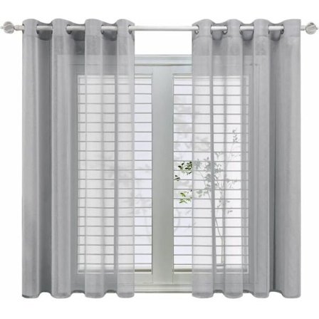 Harmaat pellavatyyliset verhot 140x160cm puoliläpinäkyvät purjerenkailla - Makuuhuoneen voileverhot olohuoneeseen, modernit keittiön verhot, 2 kpl -