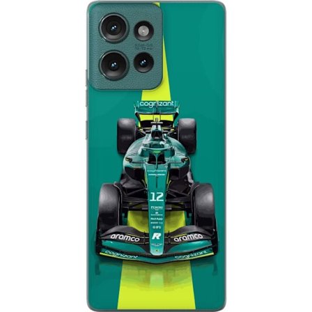 Yhteensopiva Puhelinkuori Motorola Motorola Edge 50 Aston Martinin Formula 1 -auto vihreässä kilpailumuotoilussa, jossa on moderni studiosentuntma