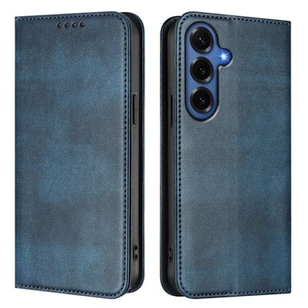 Samsung Galaxy S26+ Plånboksfodral Retro Textur RFID Skydd Konstläder - Blå