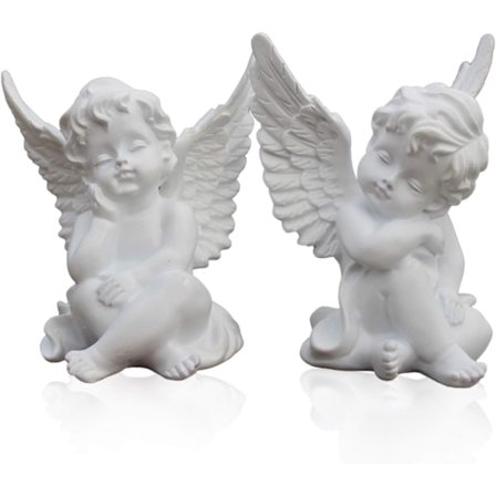 2-delt liten engel resin hagestatue, innendørs utendørs hjem hage