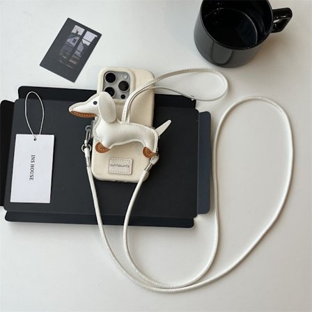 Sød dachshund læder klips telefon etui