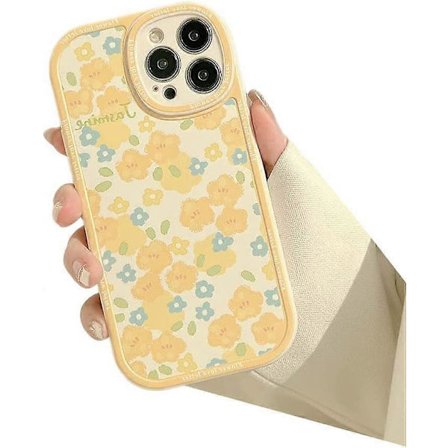 Söt Blommig Mjuk iPhone-fodral (Gul, iPhone 7/8 Plus)